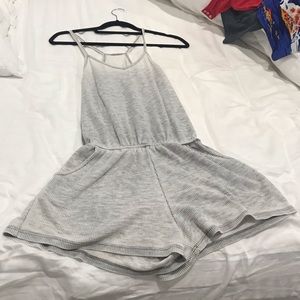 Light grey washed out romper with pockets